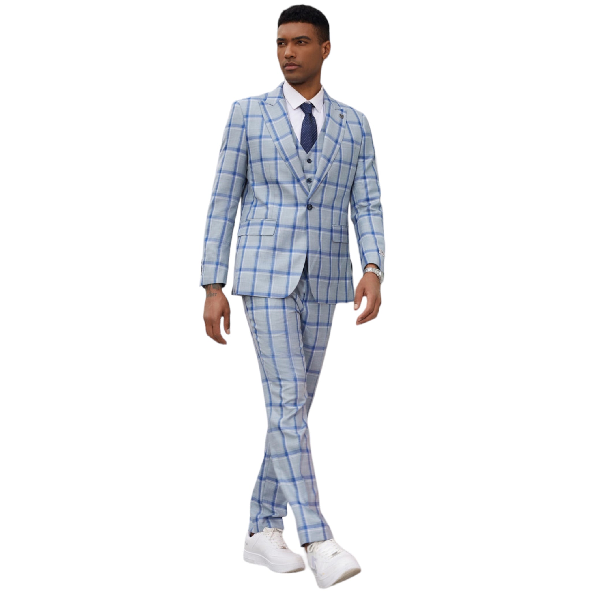 STACY ADAMS: Plaid 3pc. Suit SM139H1
